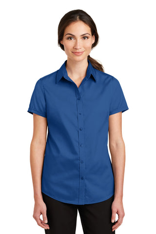 Port Authority Ladies Short Sleeve SuperPro Twill Shirt (True Blue)