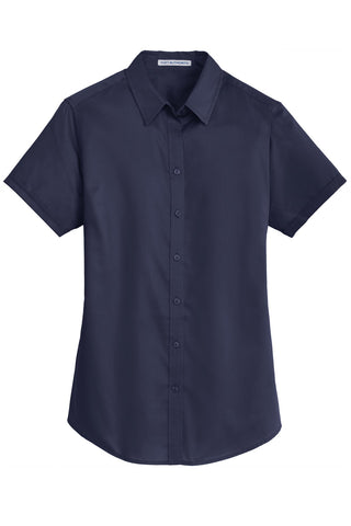 Port Authority Ladies Short Sleeve SuperPro Twill Shirt (True Navy)