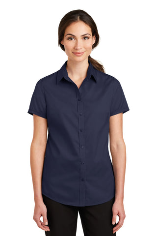 Port Authority Ladies Short Sleeve SuperPro Twill Shirt (True Navy)