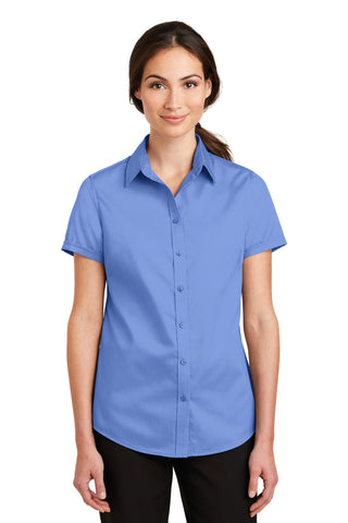 Port Authority Ladies Short Sleeve SuperPro Twill Shirt (Ultramarine Blue)