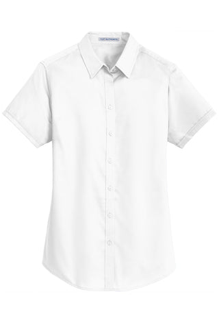 Port Authority Ladies Short Sleeve SuperPro Twill Shirt (White)