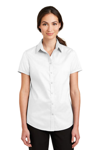 Port Authority Ladies Short Sleeve SuperPro Twill Shirt (White)