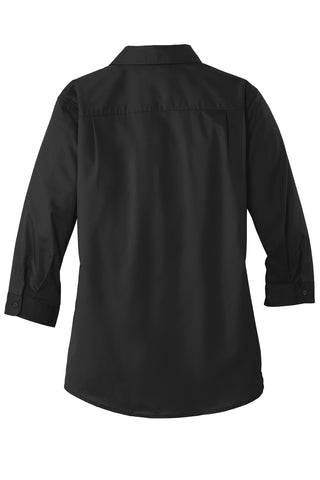 Port Authority Ladies 3/4-Sleeve SuperPro Twill Shirt (Black)