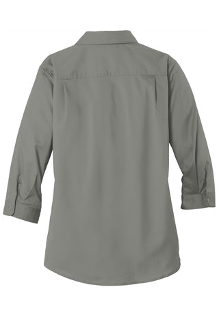 Port Authority Ladies 3/4-Sleeve SuperPro Twill Shirt (Monument Grey)