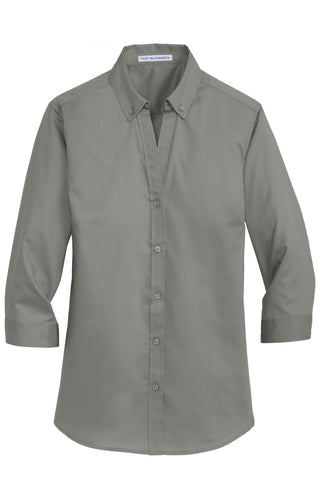 Port Authority Ladies 3/4-Sleeve SuperPro Twill Shirt (Monument Grey)