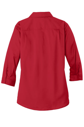 Port Authority Ladies 3/4-Sleeve SuperPro Twill Shirt (Rich Red)