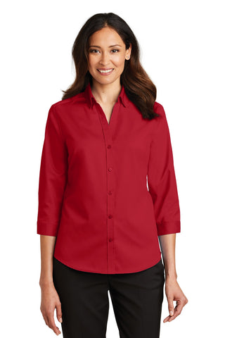 Port Authority Ladies 3/4-Sleeve SuperPro Twill Shirt (Rich Red)