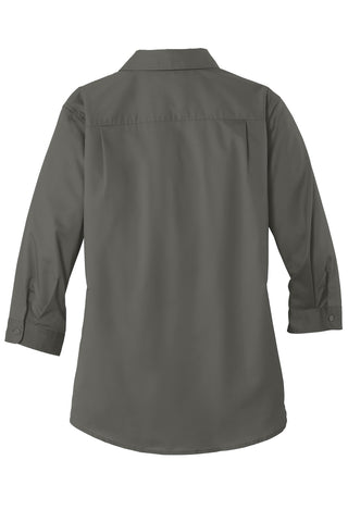 Port Authority Ladies 3/4-Sleeve SuperPro Twill Shirt (Sterling Grey)