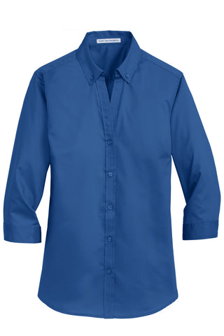 Port Authority Ladies 3/4-Sleeve SuperPro Twill Shirt (True Blue)