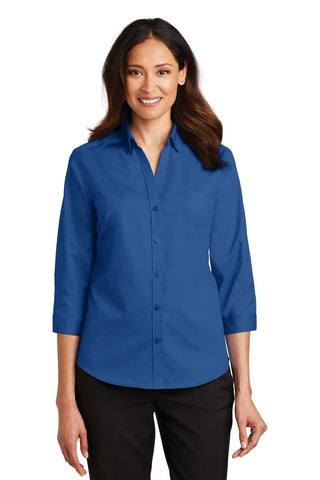 Port Authority Ladies 3/4-Sleeve SuperPro Twill Shirt (True Blue)