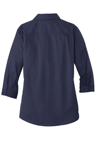 Port Authority Ladies 3/4-Sleeve SuperPro Twill Shirt (True Navy)