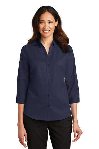 Port Authority Ladies 3/4-Sleeve SuperPro Twill Shirt (True Navy)