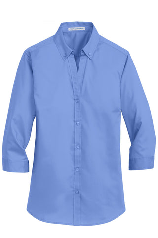 Port Authority Ladies 3/4-Sleeve SuperPro Twill Shirt (Ultramarine Blue)