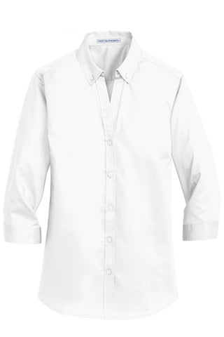 Port Authority Ladies 3/4-Sleeve SuperPro Twill Shirt (White)