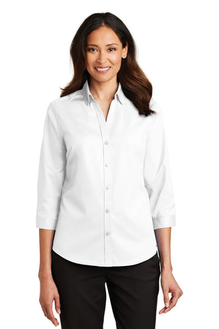 Port Authority Ladies 3/4-Sleeve SuperPro Twill Shirt (White)