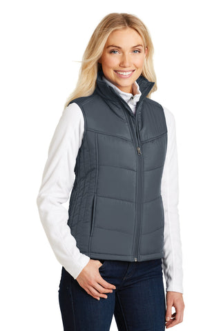 Port Authority Ladies Puffy Vest (Dark Slate/ Black)