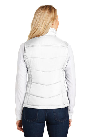 Port Authority Ladies Puffy Vest (White/ Dark Slate)