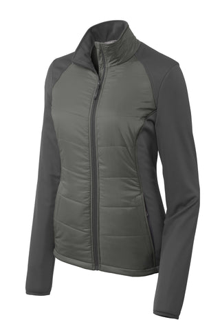 Port Authority Ladies Hybrid Soft Shell Jacket (Smoke Grey/ Grey Steel)