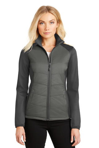 Port Authority Ladies Hybrid Soft Shell Jacket (Smoke Grey/ Grey Steel)