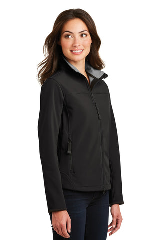 Port Authority Ladies Glacier Soft Shell Jacket (Black/ Chrome)