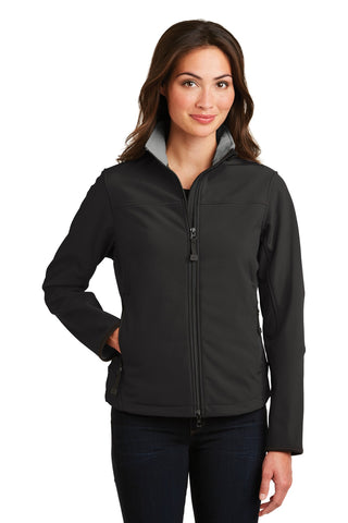 Port Authority Ladies Glacier Soft Shell Jacket (Black/ Chrome)