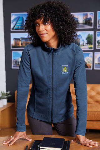 Port Authority Ladies Vertical Texture Full-Zip Jacket (True Navy/ Iron Grey)