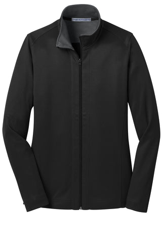 Port Authority Ladies Vertical Texture Full-Zip Jacket (Black/ Iron Grey)