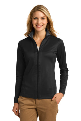 Port Authority Ladies Vertical Texture Full-Zip Jacket (Black/ Iron Grey)
