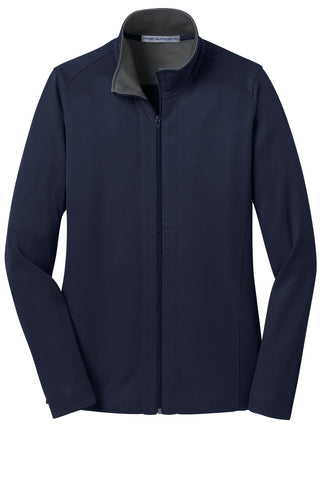 Port Authority Ladies Vertical Texture Full-Zip Jacket (True Navy/ Iron Grey)