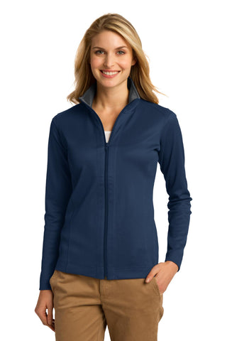 Port Authority Ladies Vertical Texture Full-Zip Jacket (Regatta Blue/ Iron Grey)