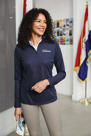 Port Authority Ladies Pinpoint Mesh 1/2-Zip (True Navy)