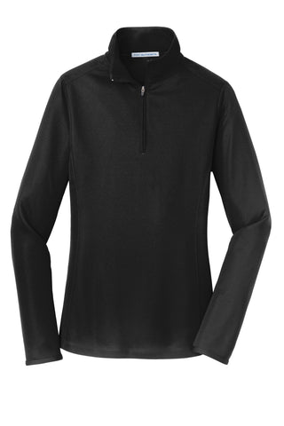 Port Authority Ladies Pinpoint Mesh 1/2-Zip (Black)