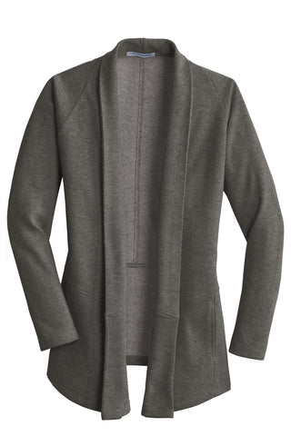 Port Authority Ladies Interlock Cardigan (Charcoal Heather/ Medium Heather Grey)