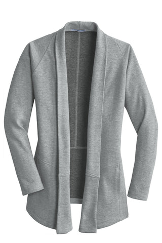 Port Authority Ladies Interlock Cardigan (Medium Heather Grey/ Charcoal Heather)