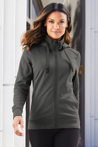 Port Authority Ladies Smooth Fleece Hooded Jacket (Deep Black)