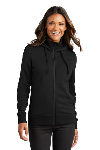 Port Authority Ladies Smooth Fleece Hooded Jacket (Deep Black)