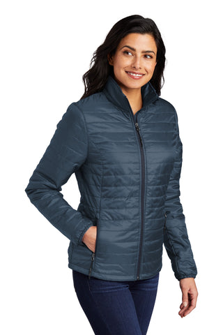 Port Authority Ladies Packable Puffy Jacket (Regatta Blue/ River Blue Navy)