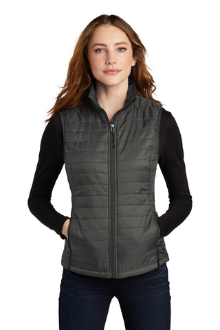 Port Authority Ladies Packable Puffy Vest (Sterling Grey/ Graphite)