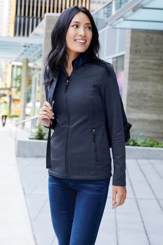 Port Authority Ladies Collective Striated Fleece Jacket (Deep Black Heather)