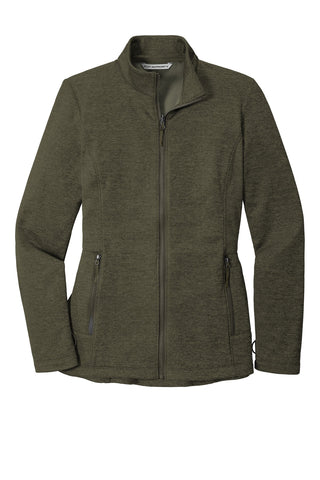 Port Authority Ladies Collective Striated Fleece Jacket (Deep Olive Heather)