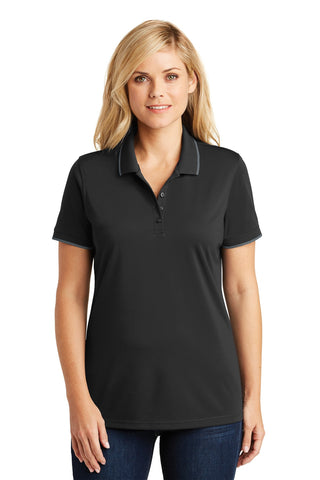 Port Authority Ladies Dry Zone UV Micro-Mesh Tipped Polo (Deep Black/ Graphite)