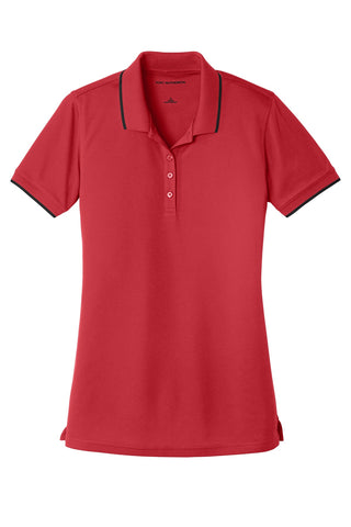 Port Authority Ladies Dry Zone UV Micro-Mesh Tipped Polo (Rich Red/ Deep Black)