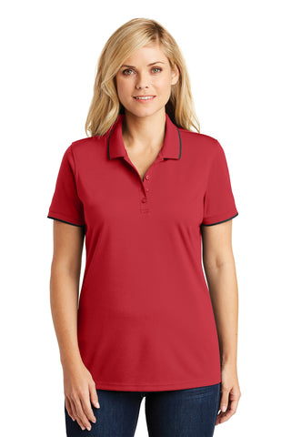 Port Authority Ladies Dry Zone UV Micro-Mesh Tipped Polo (Rich Red/ Deep Black)