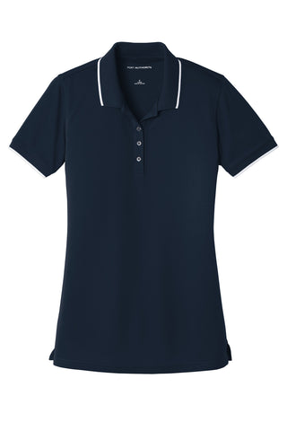 Port Authority Ladies Dry Zone UV Micro-Mesh Tipped Polo (River Blue Navy/ White)