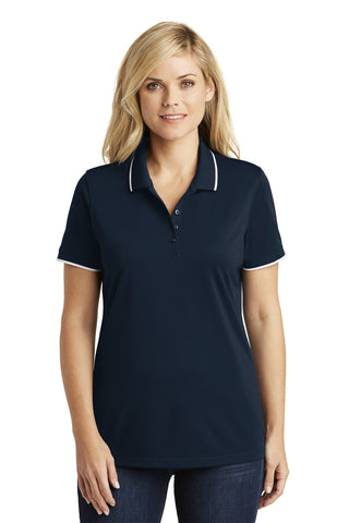 Port Authority Ladies Dry Zone UV Micro-Mesh Tipped Polo (River Blue Navy/ White)