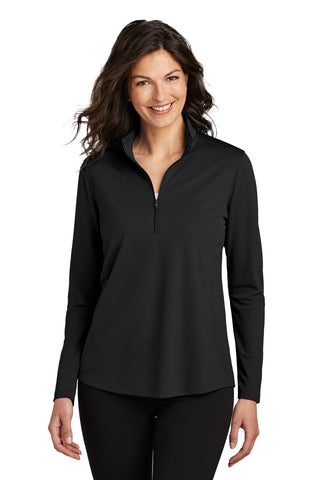 Port Authority Ladies Dry Zone UV Micro-Mesh 1/4-Zip (Deep Black)