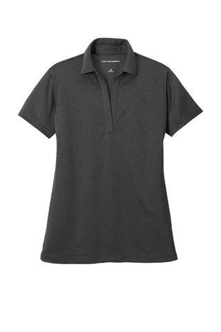 Port Authority Ladies Heathered Silk Touch Performance Polo (Black Heather)