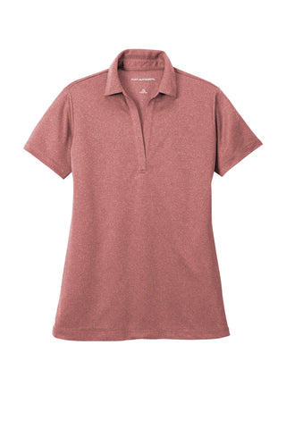 Port Authority Ladies Heathered Silk Touch Performance Polo (Garnet Heather)