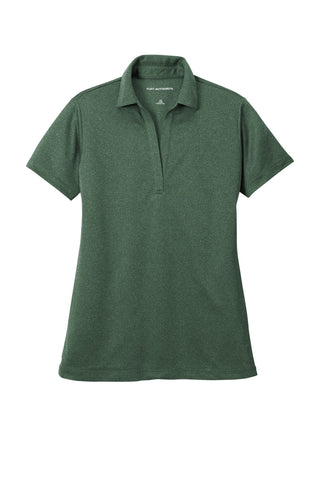 Port Authority Ladies Heathered Silk Touch Performance Polo (Green Glen Heather)