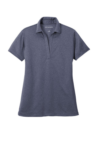 Port Authority Ladies Heathered Silk Touch Performance Polo (Navy Heather)